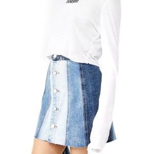 Blank NYC All or Nothing Mini Skirt Denim Multi Wash Size 30